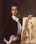 Luis Egidio Melendez Detail of Self-portrait Holding an Academic Study France oil painting artist